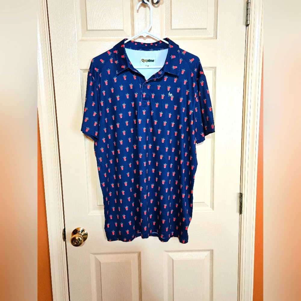 Mens Tipsy Elves Bloody Mary Disc Golf Polo Size L